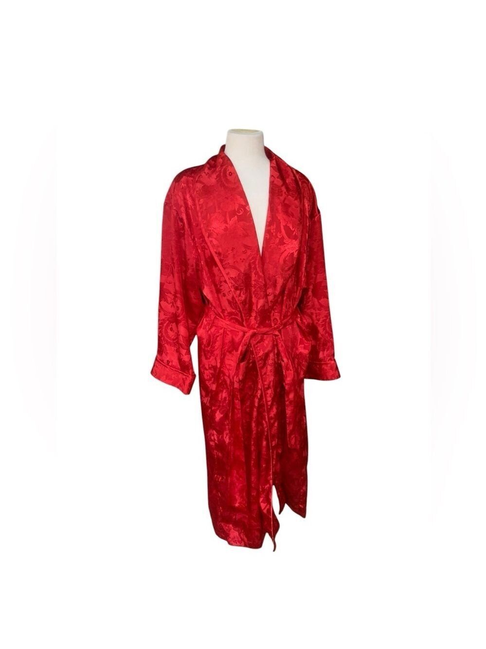 Vntg 90’s gold label Victoria’s Secret red brocade robe with sash size m/l